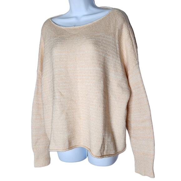 Madewell Threadmix Boatneck Sweater Light Orange Peach Boxy Knit Size Large - Picture 8 of 11